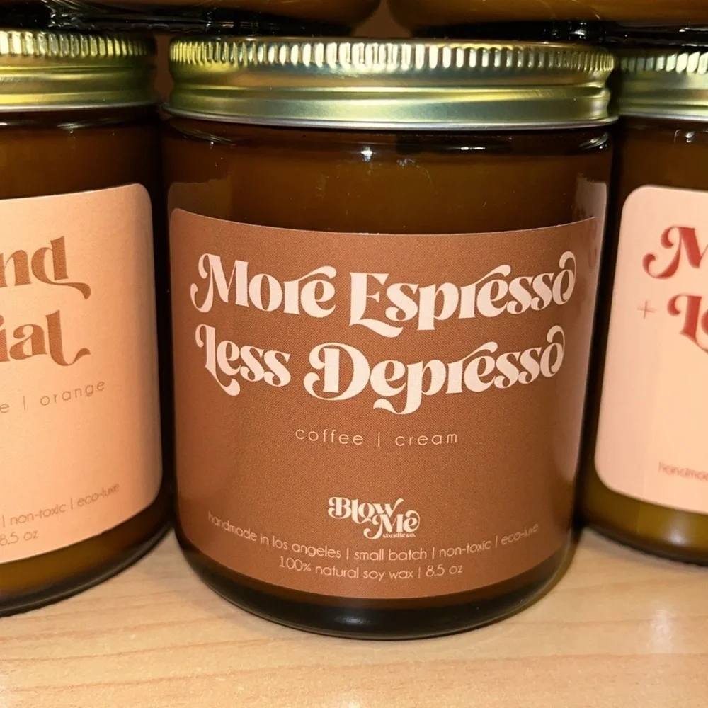 All natural soy wax, wood wick candles